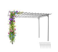 Relaxdays Pergola, métal, H x L x P : 215 x 320 x 190 cm, abri de terrasse autoportant, tonnelle pour rosiers, Noir