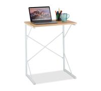 Relaxdays Bureau, Petit Support, pour Ordinateur, HxLxP : 75x60x40 cm, Surface de Travail, MDF & Fer, Blanc - Nature