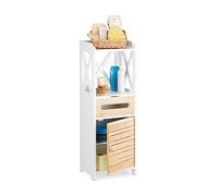 Relaxdays Petite armoire étagère avec 5 niveaux salle de bain cuisine rangement multi-fonctions, blanc