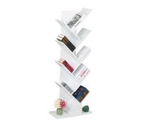 Relaxdays Petite bibliothèque prenant la Forme d'un Arbre, 9 Branches, H x L x P : 128 x 51 x 25 cm, Blanche