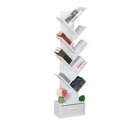 Relaxdays Petite bibliothèque prenant la Forme d'un Arbre, 9 Branches, H x L x P : 146 x 38 x 22 cm, Blanche
