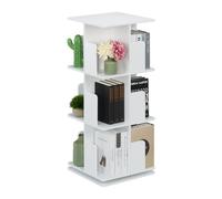 Relaxdays Petite bibliothèque, rotative à 360°, pour Vos Livres et CD, H x L x P : 95 x 39 x 39 cm, Blanche