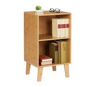 Relaxdays Petite bibliothèque, Meuble de Rangement, HxLxP : env. 70 x 40 x 35 cm, 2 Compartiments réglables, Nature