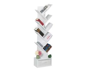 Relaxdays Petite bibliothèque prenant la Forme d'un Arbre, 9 Branches, H x L x P : 146 x 38 x 22 cm, Blanche