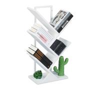 Relaxdays Petite bibliothèque prenant la Forme d'un Arbre, Plusieurs Branches, H x L x P : 71 x 40 x 21,5 cm, Blanche
