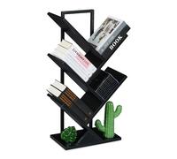Relaxdays Petite bibliothèque prenant la Forme d'un Arbre, Plusieurs Branches, H x L x P : 71 x 40 x 21,5 cm, Noire