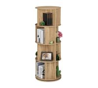 Relaxdays Petite bibliothèque rotative, Aspect Bois, pour Vos Livres et DVD, 20 Compartiments, HxD : 137 x 50 cm, Nature