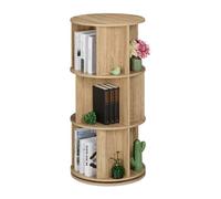 Relaxdays Petite bibliothèque rotative, Aspect Bois, pour Vos Livres et DVD, 15 Compartiments, HxD : 104 x 50 cm, Nature