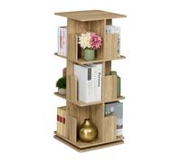 Relaxdays Petite bibliothèque rotative à 360°, 3 Niveaux, pour Vos Livres et CD, HLP : 95x39x39 cm, Nature