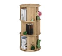 Relaxdays Petite bibliothèque rotative, aspect bois, pour vos livres et DVD, 15 compartiments, HxD : 104 x 50 cm, nature