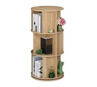Relaxdays Petite bibliothèque rotative, Aspect Bois, pour Vos Livres et DVD, 15 Compartiments, HxD : 104 x 50 cm, Nature