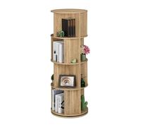 Relaxdays Petite bibliothèque rotative, Aspect Bois, pour Vos Livres et DVD, 20 Compartiments, HxD : 137 x 50 cm, Nature
