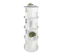 Relaxdays Petite bibliothèque rotative, pour Vos bouquins, 16 Compartiments, H x D : 128 x 40 cm, Blanche