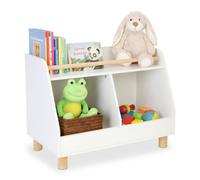 Étagère pour Enfants Relaxdays, Petite, 2 Compartiments Ouverts, H x L x P : 53 x 72 x 38 cm, Rangement, Blanc/Nature