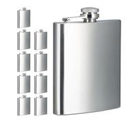 Relaxdays Petite flasque Pratique, Lot de 10, 200 ML, fiole en Acier Inoxydable, pour Vos Excursions, argentée