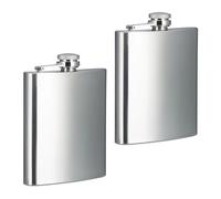 Relaxdays Petite flasque Pratique, Lot de 2, 200 ML, fiole en Acier Inoxydable, pour Vos Excursions, argentée