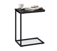 Relaxdays Noir d’appoint, Structure Métal Robuste, Panneau Mélamine, Table de Salon Déco en U, Bout de Canapé 60cm, HLP 61 x 30 x 45 cm