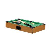 Relaxdays Mini table de billard mini billard jouet aspect bois 2 queues, boules, triangle craie, lxP: 51 x 31 cm, vert