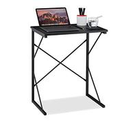 Relaxdays Petite Table de Travail HxlxP 75x60x40 cm; Meuble Compact pour Ordinateur, pour lap Top; MDF et métal, Noir