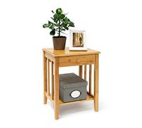 Relaxdays Petite Table en Bambou Table d'appoint avec tiroir Table de Chevet Couloir Déco 51,5 x 40,5 x 30,5 cm, Couleur Naturelle