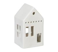 Relaxdays Photophore en Forme de Maison, pour 1 Bougie Chauffe-Plat, H x L x P : 12 x 7 x 6 cm, Blanc