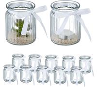 relaxdays Photophore transparent, set de 12 pièces