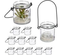 relaxdays Photophore transparent, set de 12 pièces