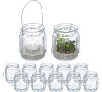 relaxdays Photophore transparent, set de 12 pièces