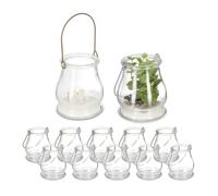 relaxdays Photophore transparent, set de 12 pièces