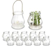 relaxdays Photophore transparent, set de 12 pièces
