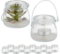 relaxdays Photophore transparent, set de 12 pièces