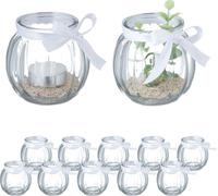 relaxdays Photophore transparent, set de 12 pièces