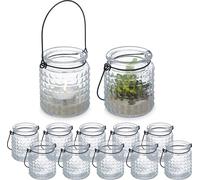 relaxdays Photophore transparent, set de 12 pièces