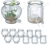 Relaxdays Photophore, Lot de 12, en Verre, 2 modèles, avec nœud, intérieur & extérieur, Porte-Bougies, Transparent