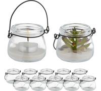 relaxdays Photophore transparent, set de 12 pièces