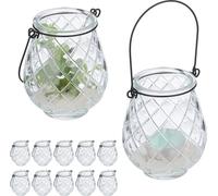 relaxdays Photophore transparent, set de 12 pièces