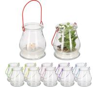 relaxdays Photophore transparent, set de 12 pièces