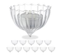 Relaxdays Photophores flottants en Lot de 12, déco de Table, fête, Mariage, Bassin, Porte-Bougies, Verre, Transparents