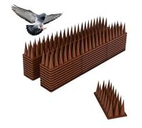 Relaxdays - Picots anti-oiseaux marron, lot de 20, balcon/toit, PP | 3 rangées, HxLxP 3,5x42,5x4 cm