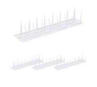 Relaxdays Pics Anti Pigeons, 4 plaques, 3 rangées de piquets, 9 x 40 x 9,5 cm, pour Toit et Balcon, Plastique, Blancs