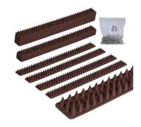 Relaxdays Pics Anti-Pigeons, Lot de 20, Toit et Balcon, 3 rangées de Piques par Panneau, Plastique, 2x49x4 cm, Marron