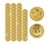 Relaxdays Pièce d’or en lot de 48, plastique, trésor pour pirate, anniversaire d’enfant, diamètre : 3,5 cm, dorée