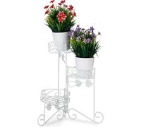 relaxdays Pied à fleurs en métal blanc