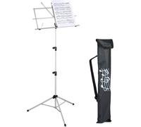 Relaxdays Pupitre de Musique, Pliable, métallique, réglable en Hauteur, H x L x P : 140 x 53 x 49 cm, argenté