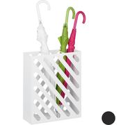 Relaxdays Parapluie XL, Porte-Cannes rectangulaire, Acier, Portable, 48 x 40 x 15 cm, Blanc, Weiß