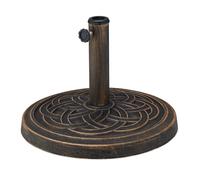 Relaxdays Pied de Parasol, Design Rustique, Ø : 45 cm, pour mâts de Ø se situant Entre 34 & 48 mm env., Noir et Bronze