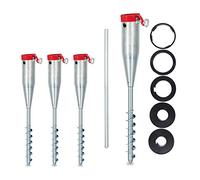 Relaxdays Pied de Parasol, Lot de 4, Porte-Parasol, Support à vis, Douille de Sol à Visser, adaptateurs 25-55 mm, Acier galvanisé