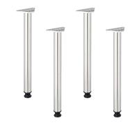 Relaxdays Pied de Table, lot décoratif et Pratique de 4, Embout réglable en Hauteur, HD : 71 x 6 cm, argenté