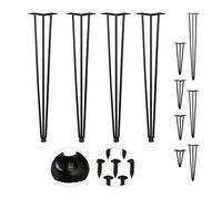 Relaxdays Pieds en épingle à Cheveux, Jeu de 4, métal,tabourets, Table et Armoire,71cm,3 entretoises, Acier, Caoutchouc, 4
