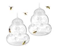 Relaxdays Piège à guêpes extérieur, lot pratique de 2, abeilles et frelons, sans appât, à suspendre, poser, transparent